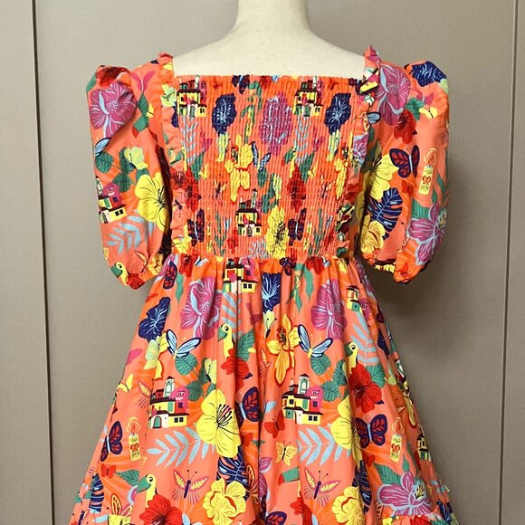 NEW Disney Parks Encanto Dress Womens Orange Yellow Midi Empire Waist NWT Sz L - Picture 2 of 13